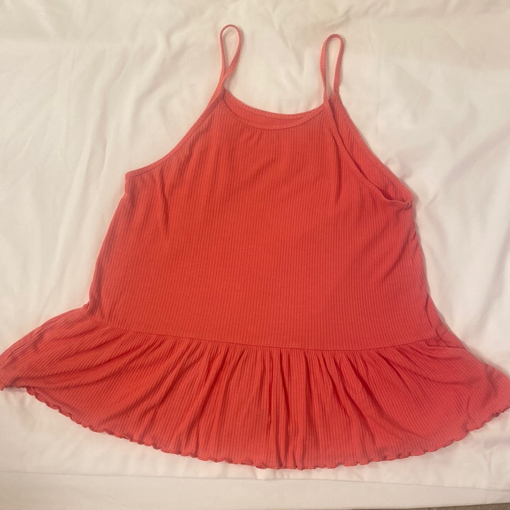 American Eagle ribbed tank top. Coral in color size small.